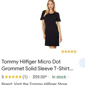 Tommy Hilfiger Micro polka dot grommet sleeve tee shirt Mini dress